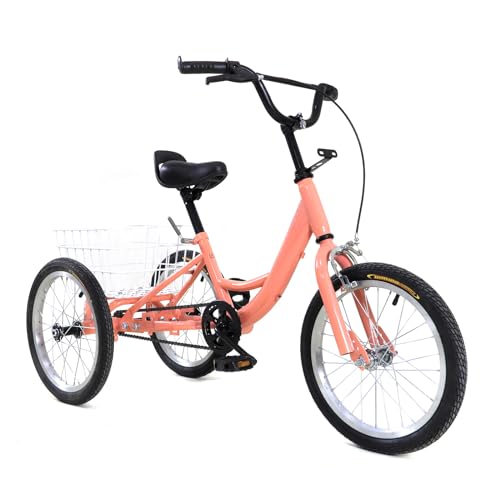 16" 3-Rad Fahrrad Dreirad Kinder Einkaufskorb Kinderdreirad Tricycle Einzelgeschwindigkeits Single Speed Kette Bike Kind Trike Mit Korb Schwungrad MäDchen Jungen Outdoor Hellorange FüR 7-10 Jahre Alt von Shiyinge