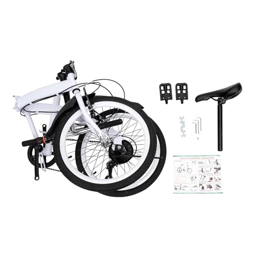 20" 6-Gang Faltrad Klappfahrrad Modern Klapprad Folding FahrräDer Faltbares Erwachsene City Bike Einstellbar Unisex Damen Herren Geeignet FüR Stadt Camping Sport Outdoor Radfahren Pendeln Weiß von Shiyinge