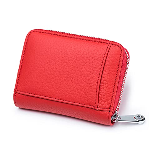 Geldbörse aus Leder, kleine Kleingeldtasche, blockierend, Business-Halter für Damen und Mädchen, elegante Geldbörse, Geldtasche, rot von Shntig