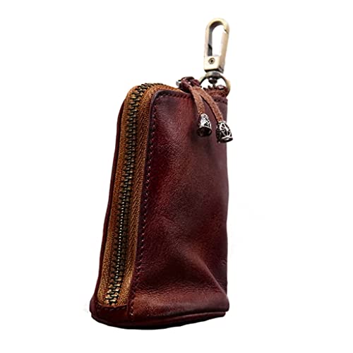 Tragbare Vintage-Leder-Auto-Tasche für Schlüsselhalter, Geldbörse, Tasche für Schlüsselanhänger, Taschen, braun von Shntig