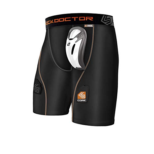 Shock Doctor Herren Tiefschutz Kompressions-Hockey-Short mit Bioflex Cup, Black, S, 362-BK von Shock Doctor