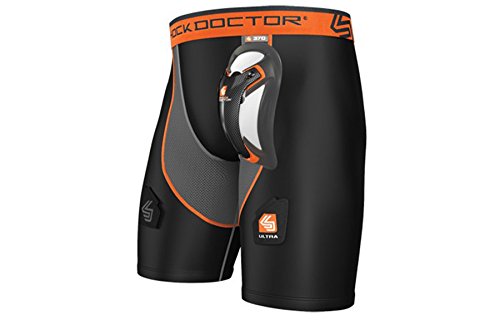 ShockDoctor Herren Tiefschutz Kompressions-Hockey-Short mit Ultra Carbon Flex Cup, Black/Grey, XS, 370-BK/GR von Shock Doctor