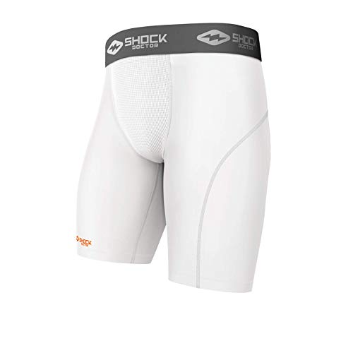 ShockDoctor Herren Tiefschutz Kompressions Short Tasche ohne Cup, White, XL von Shock Doctor