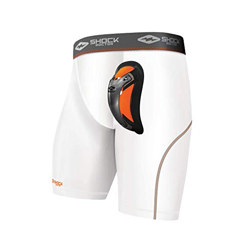 Shock Doctor Jungen Compression With Ultra Carbon Flex Cup Shorts, weiß, L von Shock Doctor