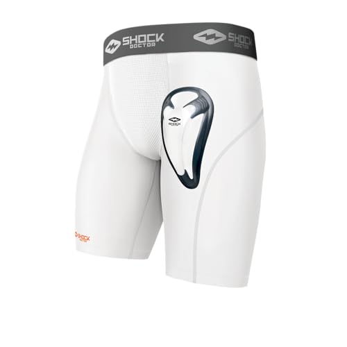 ShockDoctor Herren Tiefschutz Kompressions-Short mit Bioflex Cup, Weiß, XXL, 221-WH-XL von Shock Doctor