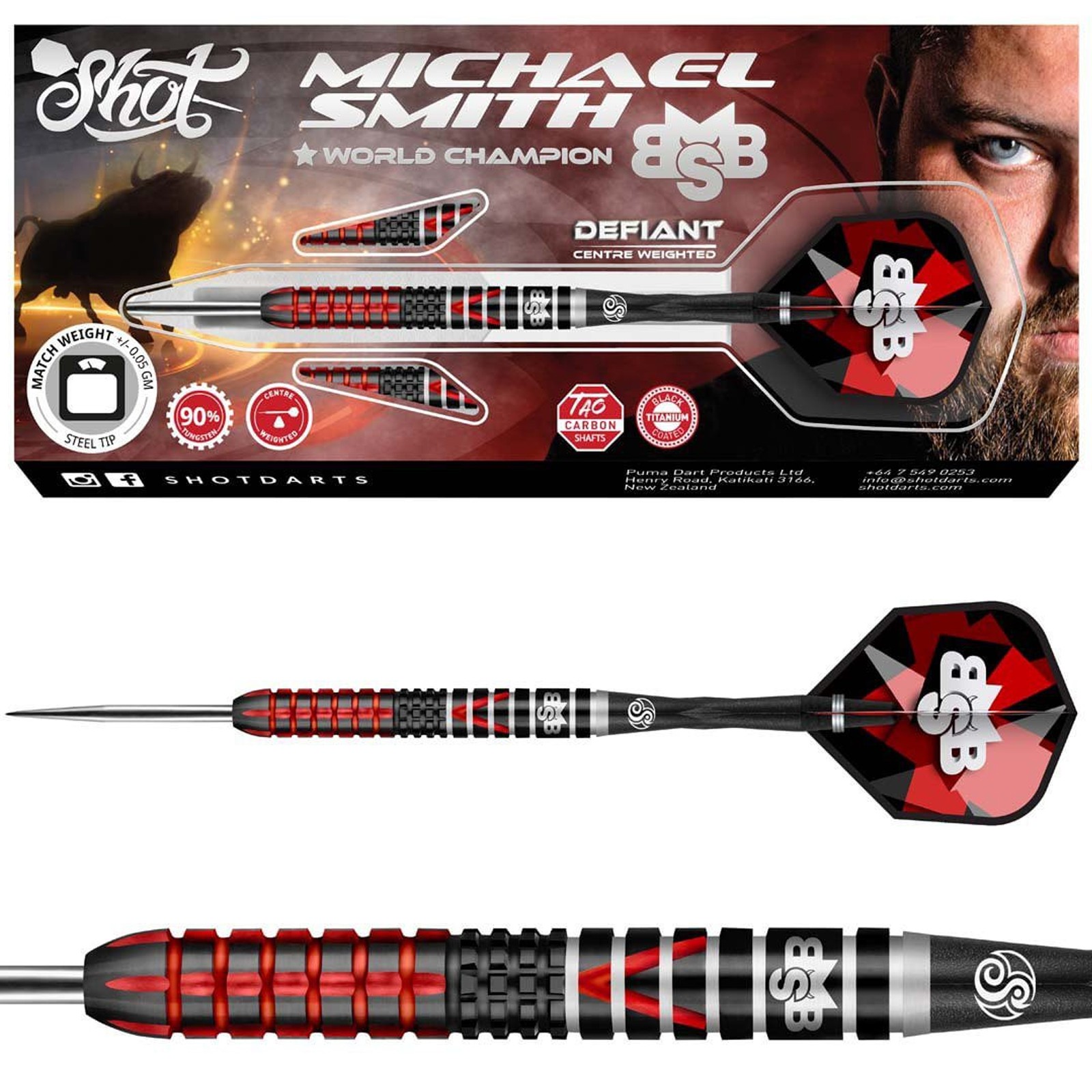 Michael Smith 2023 Steeldart, World Champion, Defiant, 22 Gramm von Shot Darts