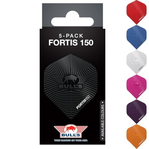 Bull's Fortis 150 Mikron Dart-Flights - Extra Stark & Langlebig, 5er-Pack, Erhältlich in Rot mit Spot-UV-Druck Bull's Logo, Zuverlässige Leistung & Stilvolles Design für Profi-Dartspieler von Shot!