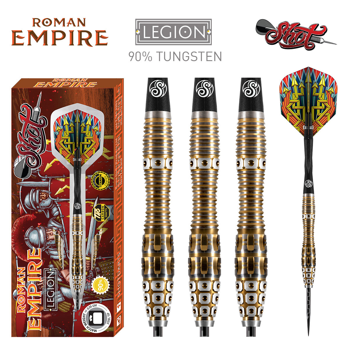 Roman Empire Legion Steel Tip Dart Set-90% Tungsten 23g Roman Empire Legion Steel Tip Dart Set-90% Tungsten 23g von Shot Darts