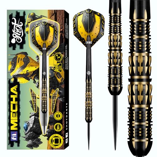 Shot Steel Darts AI Mecha Match Dart 90% Tungsten Steeltip Darts | Steel Dart Hochwertiges Tungsten Dart Set mit Schäften und Flights Made in New Zealand (23 Gramm) Shot Steel Darts AI Mecha Match Dart 90% Tungsten Steeltip Darts | Steel Dart Hochwertiges Tungsten Dart Set mit Schäften und Flights Made in New Zealand (23 Gramm) von Shot!