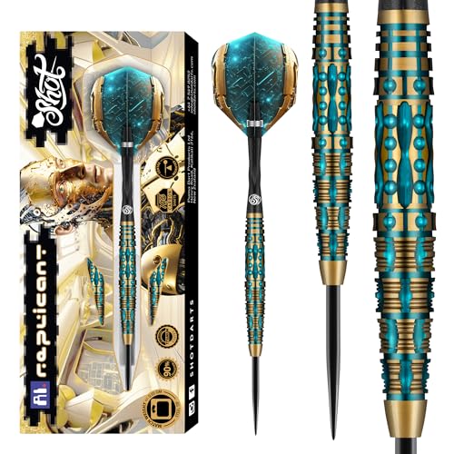 Shot Steel Darts AI Replicant Match Dart 90% Tungsten Steeltip Darts | Steel Dart Hochwertiges Tungsten Dart Set mit Schäften und Flights Made in New Zealand (24 Gramm) Shot Steel Darts AI Replicant Match Dart 90% Tungsten Steeltip Darts | Steel Dart Hochwertiges Tungsten Dart Set mit Schäften und Flights Made in New Zealand (24 Gramm) von Shot!