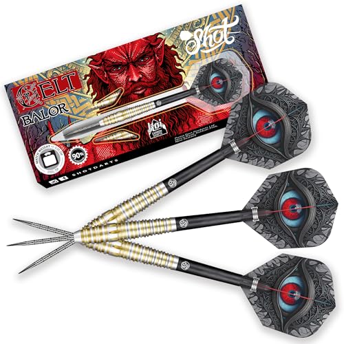 Shot! - Celt Balor 90% Tungsten Steeldart | 24g für Präzision | Schlankes Barrel-Design | Scharfe Steeltip für Sisalboards | Keltisches Balor-Muster Shot! - Celt Balor 90% Tungsten Steeldart | 24g für Präzision | Schlankes Barrel-Design | Scharfe Steeltip für Sisalboards | Keltisches Balor-Muster von Shot!