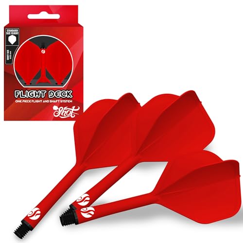 Shot! Darts | Flight Deck | Einteiliges Dartflight- und Schaftsystem | Reduzierte Ablenkungen | Standardförmiges Flight | 350 Mikron | Erhältlich im 3er-Set | Rot| Zwischen Shot! Darts | Flight Deck | Einteiliges Dartflight- und Schaftsystem | Reduzierte Ablenkungen | Standardförmiges Flight | 350 Mikron | Erhältlich im 3er-Set | Rot| Zwischen von Shot!