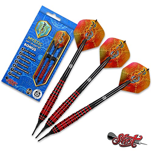 Shot! Darts Mystic Red-Soft Tip Dart Set-18gm-Centre Weighted-Colour Plated Brass Barrels Shot! Darts Mystic Red-Soft Tip Dart Set-18gm-Centre Weighted-Colour Plated Brass Barrels von Shot!