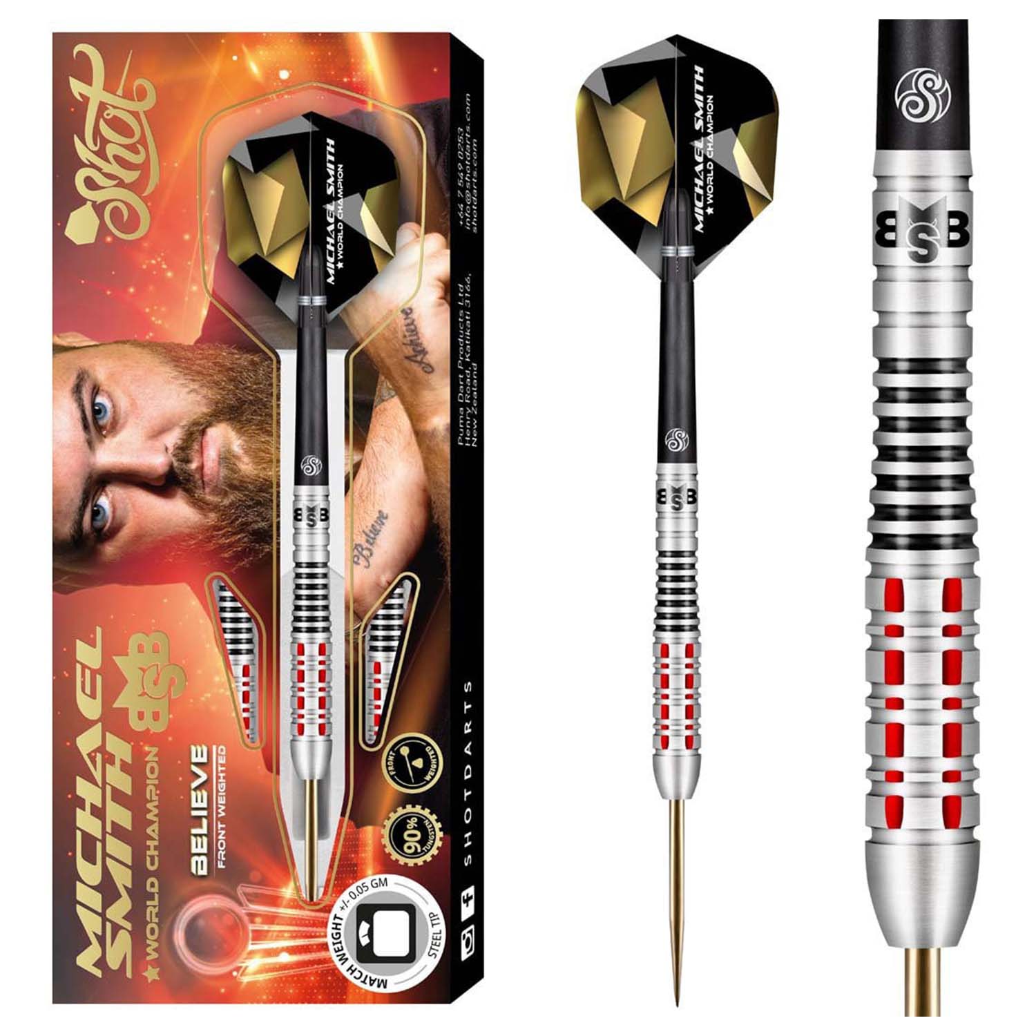 Shot Michael Smith 90% Achieve Steeldarts 24g Shot Michael Smith 90% Achieve Steeldarts 24g von Shot Darts