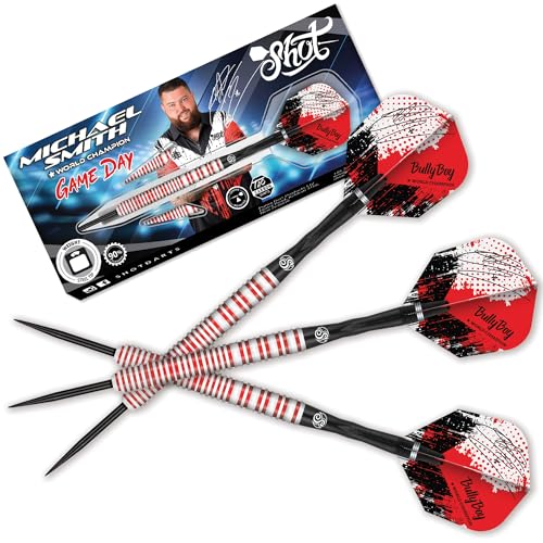 Shot! - Michael Smith Game Day Steeldarts | 90% Wolfram | 23g Gewicht | Mikro-Jakobsmuschel-Design | Präzise Wurfkonsistenz | Entwickelt mit PDC Weltmeister 2023 Shot! - Michael Smith Game Day Steeldarts | 90% Wolfram | 23g Gewicht | Mikro-Jakobsmuschel-Design | Präzise Wurfkonsistenz | Entwickelt mit PDC Weltmeister 2023 von Shot!