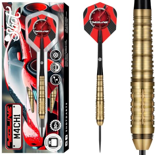 Shot! Redline Mach One Steeldarts 24g – 80% Tungsten Darts mit Gold-Titanbeschichtung für Präzisionswürfe Shot! Redline Mach One Steeldarts 24g – 80% Tungsten Darts mit Gold-Titanbeschichtung für Präzisionswürfe von Shot!