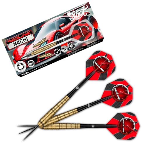 Shot! Redline Mach One Steeldarts 25g – 80% Tungsten Darts mit Gold-Titanbeschichtung für Präzisionswürfe Shot! Redline Mach One Steeldarts 25g – 80% Tungsten Darts mit Gold-Titanbeschichtung für Präzisionswürfe von Shot!