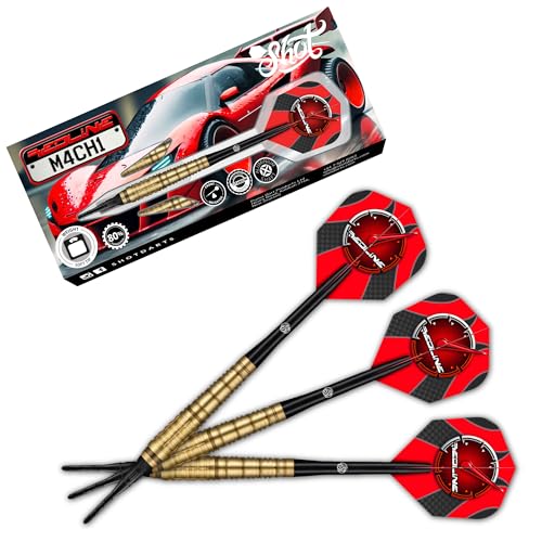 Shot! Redline Mach One Steeldarts 20g – 80% Tungsten Darts mit Gold-Titanbeschichtung für Präzisionswürfe Shot! Redline Mach One Steeldarts 20g – 80% Tungsten Darts mit Gold-Titanbeschichtung für Präzisionswürfe von Shot!