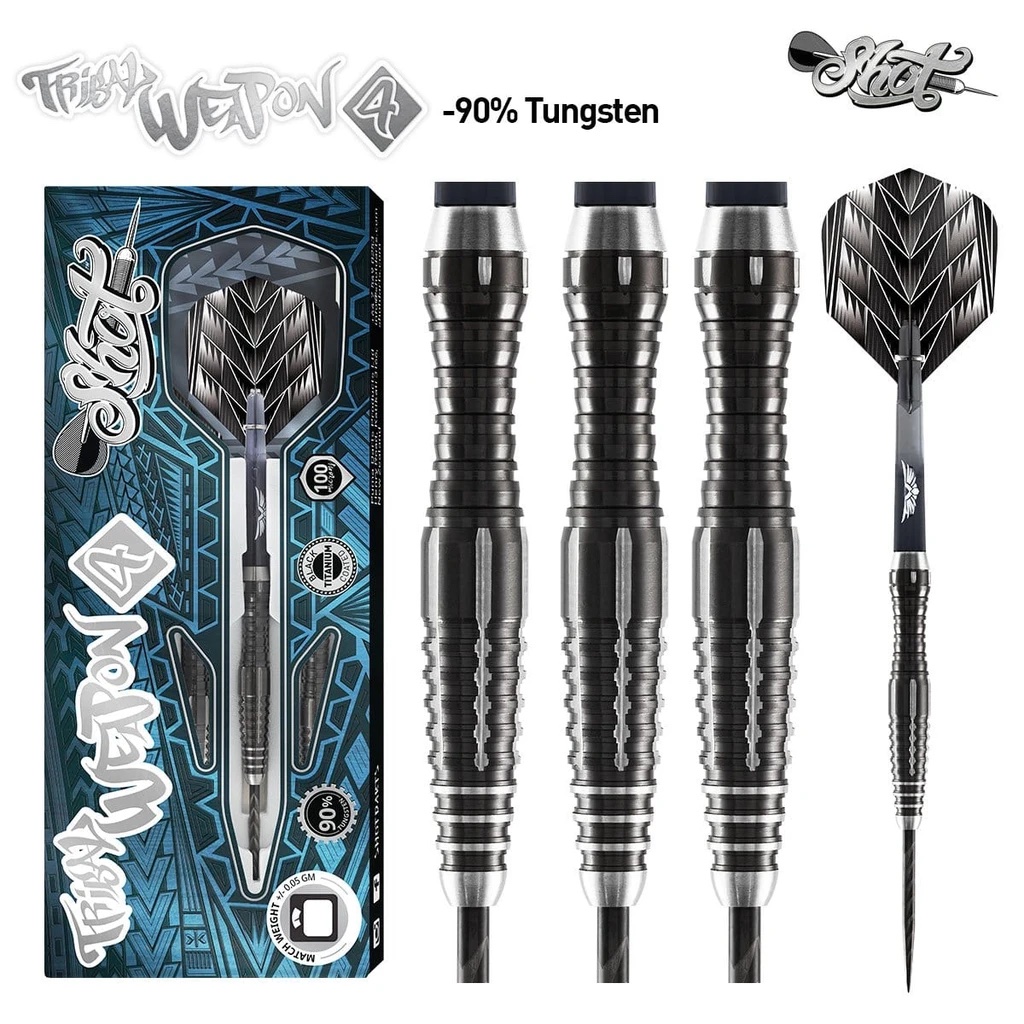 Shot Tribal Weapon 4 Series-Steel Tip Dart Set- 90% Tungsten Barrels 22g Shot Tribal Weapon 4 Series-Steel Tip Dart Set- 90% Tungsten Barrels 22g von Shot Darts