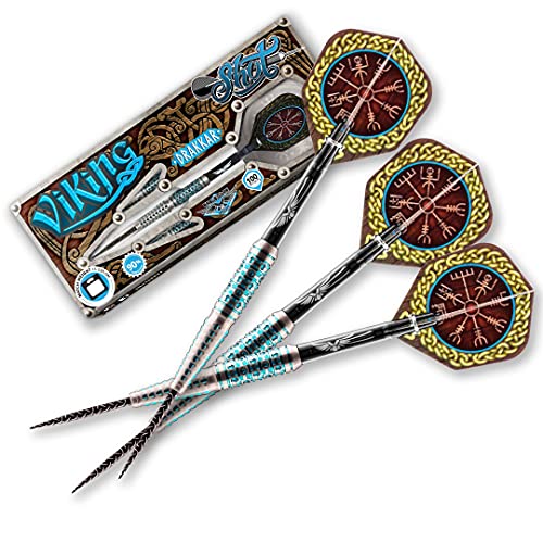 Shot Viking Drakkar Steel Tip Dart Set | 90% Tungsten Barrels | Steeltip Darts mit Schäften und Flights | Präzision und Kontrolle | 25 Gramm von Shot!