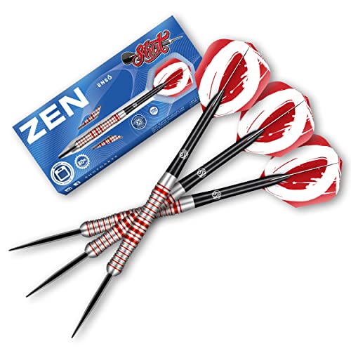 Shot Steel Darts Zen Enso Match Dart 80% Tungsten Steeltip Darts | Soft Dart Hochwertiges Tungsten Dart Set mit Schäften und Flights Made in New Zealand (23 Gramm) von Shot!