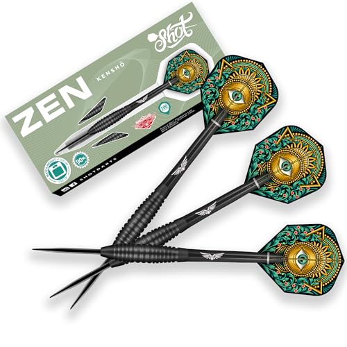Shot! - Zen Kensho Steeldarts | 90% Tungsten für Langlebigkeit | 24g Gewicht für Präzision | Ergonomisches Design für Komfort | Komplettset mit Schäfte & Flights Shot! - Zen Kensho Steeldarts | 90% Tungsten für Langlebigkeit | 24g Gewicht für Präzision | Ergonomisches Design für Komfort | Komplettset mit Schäfte & Flights von Shot!