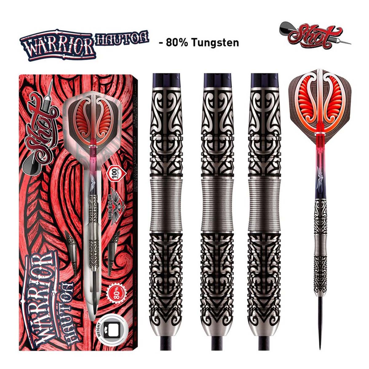 Warrior Hautoa Steel Tip Dart Set - 80% Tungsten 26g Warrior Hautoa Steel Tip Dart Set - 80% Tungsten 26g von Shot Darts