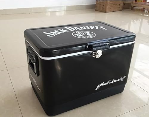 Verdickte Isolierbox, tragbare Edelstahl-Isolierbox for den Außenbereich, Grill-Frischhalte-Kühlbox, Autokühlschrank 50L(Black) von Shouma