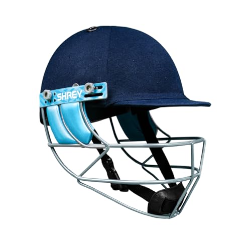 Shrey Match 3.0 Cricket-Helm aus Stahl, besserer Schutz und Dämpfung, bequeme Passform, Marineblau, Größe S von Shrey