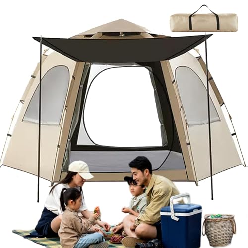 Shurzzesj Camping Pop Up Zelt - Automatisches Kuppelzelt 5-8 Personen Geräumiges Campingzelt | Atmungsaktives, einfach aufzubauendes Zelt, tragbares Campingzelt zum Wandern Bergsteigen von Shurzzesj