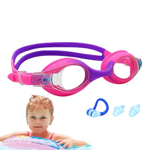 Shurzzesj Schwimmbrille für Kinder,Weitsicht-Schwimmbrille - Ergonomische Kinderbrille Antibeschlag-Schwimmbrille - Verstellbare, auslaufsichere Schutzbrille mit Nasenclip, Ohrstöpsel für Kinder, von Shurzzesj