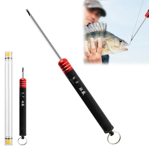 Shyllin Angelhaken Entferner, Edelstahl Hakenlöser Angeln, Griff Aus Aluminiumlegierung, Einziehbare und Schlüsselschlaufe Zum Aufhängen, Der Ideale Angelhaken Schnellentferner für Angler von Shyllin