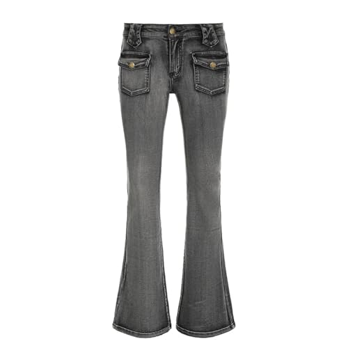 Jean Jeans Damen Hose Jeanshose Female Womenslim Damen Flared Jeans Low Denim Hose Prägnant S Grau von SiVaji