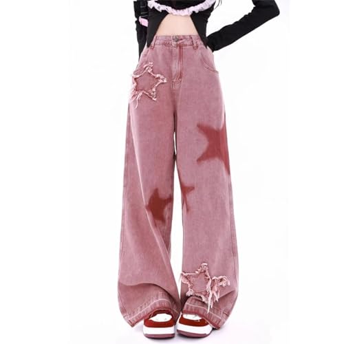 Jean Jeans Damen Hose Jeanshose Female Womenwide Leg Star Jeans Denim Hose Baggy XL Rot von SiVaji