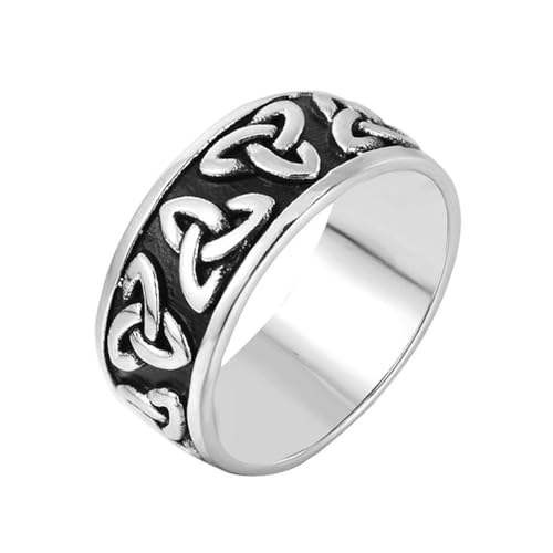 Ring Ringe Damen Bijouterie Herren Einfacher Wikinger Keltischer Knoten Männer Frauen Retro Party Einfache Geometrische Hochzeit Punk Ring Größe 8 Silber von SiVaji