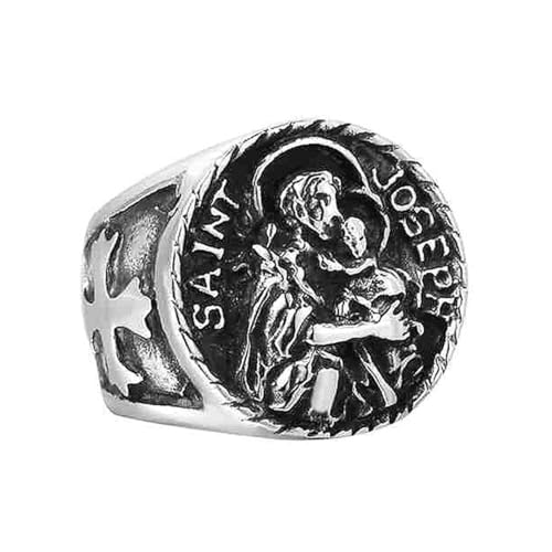 Ring Ringe Damen Bijouterie Herren Religiös Retro Kreuz Ring Retro Party Einfach Geometrisch Hochzeit Punk Männer Frauen Größe 8 Silber von SiVaji