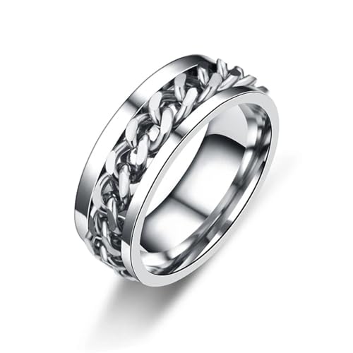 Rings Ring Ringe Damen Bijouterie Herren Männer Ringe Kettenringe Unisex Für Frauen Party 9 Silber von SiVaji