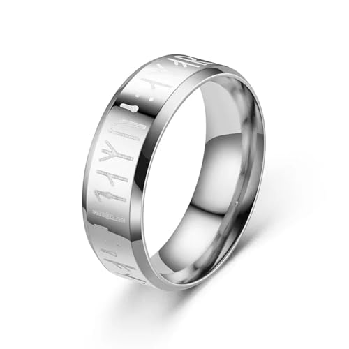 Rings Ring Ringe Damen Bijouterie Herren Rune Männer Ring Für Männer Geschnitzt Hochzeit Verlobungsring Unisex 8 Silber von SiVaji