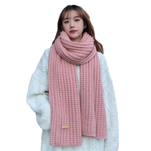 Schals Damen Tücher Halstuch Scarf Schal Gestrickt Verdickt Einfarbig Winddicht Warm Dame Outdoor Schal Zubehör Rosa von SiVaji