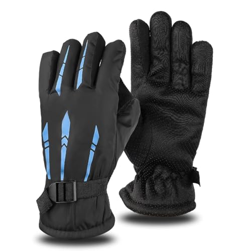 SiVaji Gloves Mittens Handschuhe Winter Warm Herren Damen Winter Fahrradhandschuhe Outdoor Wasserdicht Warm Fäustling Handschuhe Unisex Thermoblau von SiVaji