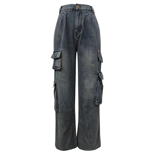 SiVaji Jean Jeans Damen Hose Jeanshose Female Womenfrauen Vintage Baggy Jeans Cargohosen Retro Gerade Hosen Denim L Dunkelblau von SiVaji