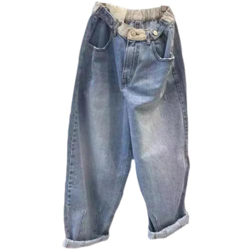 SiVaji Jean Jeans Damen Hose Jeanshose Female Womenstreetwear Jeans Für Frauen Gerade Casual Lose Blau Jeanshose XXXL (75-82Kg) 8874Hellblau von SiVaji