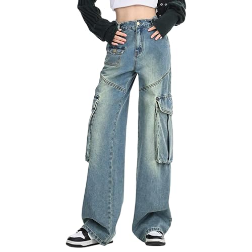 SiVaji Jean Jeans Damen Hose Jeanshose Female Womentaillierte Lockere Gerade Weite Bein Jeans Weiblich Vintage M Blau von SiVaji