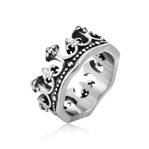 SiVaji Ring Ringe Damen Bijouterie Herren Antiker Römischer Krone Vintage Ring Männer Frauen Party Einfache Gotische Hochzeit Geometrie 12 Gauge Stahl Farbe von SiVaji