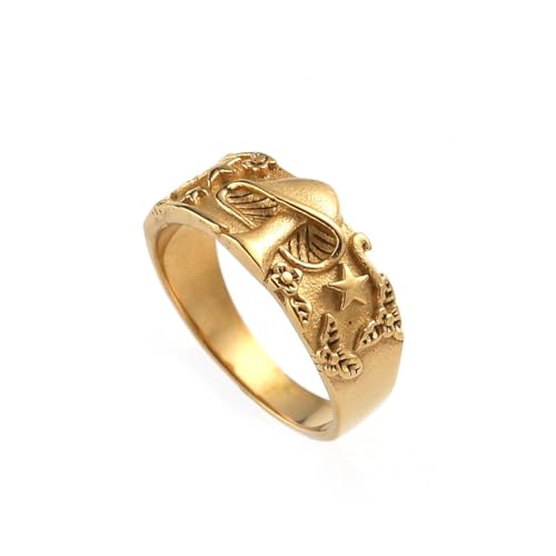 SiVaji Ring Ringe Damen Bijouterie Herren Ring Pilz Stern Männer Frauen Retro Party Einfach Geometrisch Hochzeit Punk Zahl 10 Gold von SiVaji