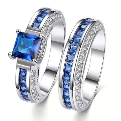 SiVaji Rings Ring Ringe Damen Bijouterie Herren Frauen Ringe Jubiläum Rosa Blau Weiß Hochzeit Für Frauen Ringe 9 Blau von SiVaji