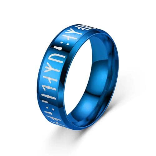 SiVaji Rings Ring Ringe Damen Bijouterie Herren Rune Männer Ring Für Männer Geschnitzt Hochzeit Verlobungsring Unisex 7 Blau von SiVaji