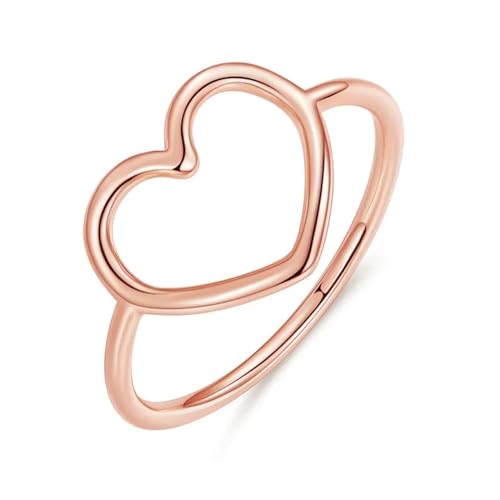 SiVaji Rings Ring Ringe Damen Bijouterie Herren Schlichte Minimalistische Herz-Fingerringe Für Frauen Hochzeit Verlobungs-Statement 7 Rosegold von SiVaji