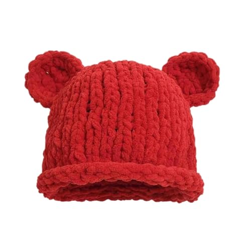 SiVaji Strickmützen Hüte Mützen Caps Beanie Bärenohren Hut Outdoor Unisex Warm Reisen Winter Accessoire Rot von SiVaji