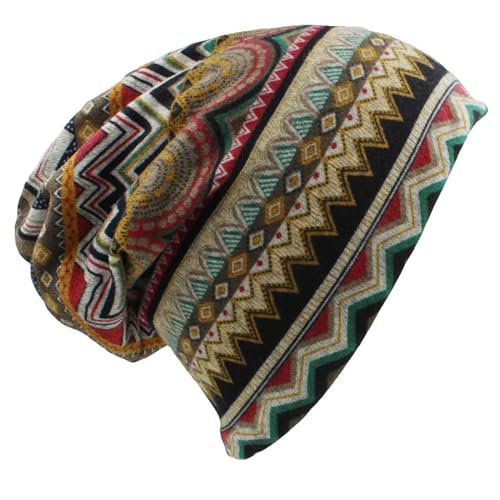 SiVaji Strickmützen Hüte Mützen Caps Beanie Herbst Winter Hüte Karo Kontrast Hut Skullies Mützen Hut Unisex Ht069Grün von SiVaji